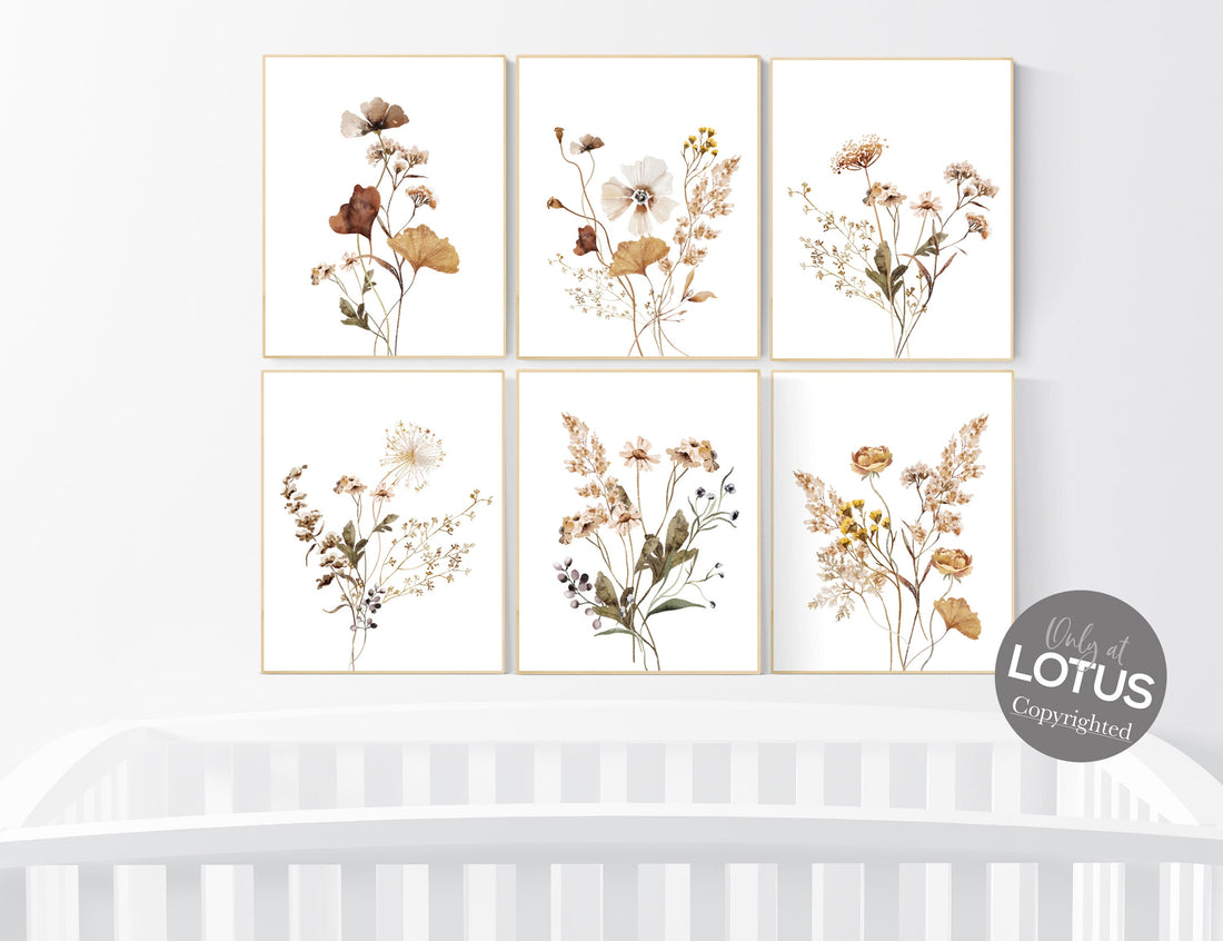 Wildflower Nursery Decor, Boho Nursery wall art, Floral Nursery, Girl Nursery Decor, vintage flower nursery, Botanical Print, home decor