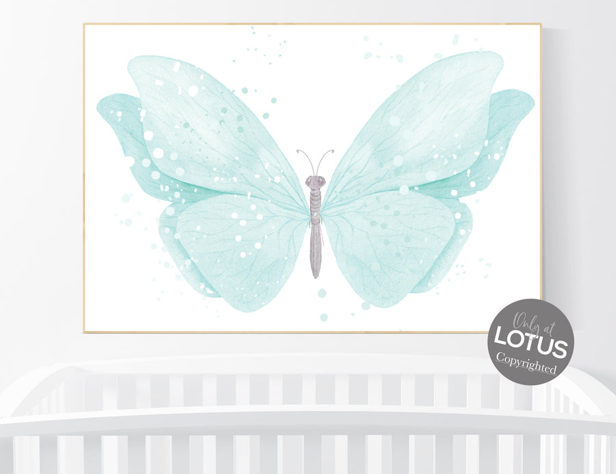 Nursery decor girl, butterfly nursery, teal nursery, girls room decor, butterfly prints for nursery,  girl room decor, aqua nursery