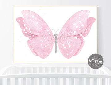 Nursery decor girl butterfly, pink butterfly, Butterfly Nursery Art, girls room, butterfly prints, Butterfly Art, pink nursery wall art