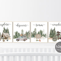 Travel nursery print, Explore nursery wall art, Baby boy nursery, Adventure Set of 6 prints, Camping Prints, Adventure Nursery Decor