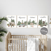 Travel nursery print, Explore nursery wall art, Baby boy nursery, Adventure Set of 6 prints, Camping Prints, Adventure Nursery Decor