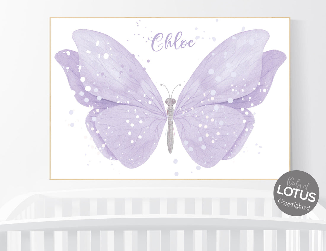 Nursery decor girl butterfly, nursery decor purple, nursery decor girl lilac, Butterfly Nursery Art, Girl Nursery Art, Butterfly Wall Art