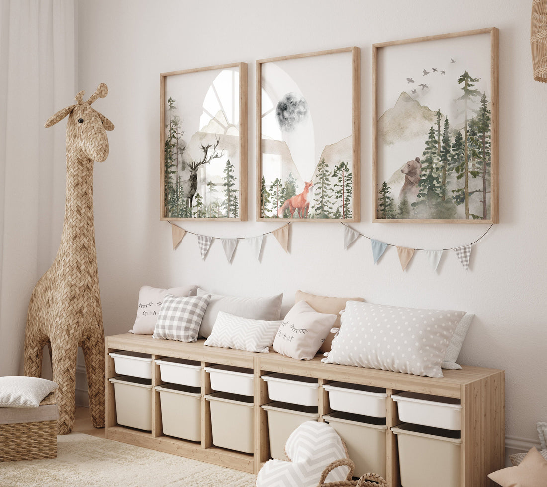 Woodland Nursery Prints, Mountain Print, tree nursery decor, Woodland Nursery Print, mountain wall art, forest nursery, gender neutral