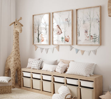Woodland animals nursery decor, gender neutral nursery, Woodland Nursery Wall Art, Woodland animal prints, forest animals, safari animals