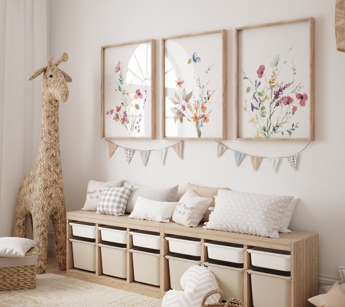 Boho Nursery wall art, Wildflower Nursery Decor, Floral Nursery, Girl Nursery Decor, vintage flower nursery, Botanical Print, home decor
