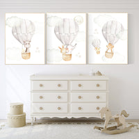 Hot Air Balloon Nursery Prints: Woodland Animals, Neutral Decor