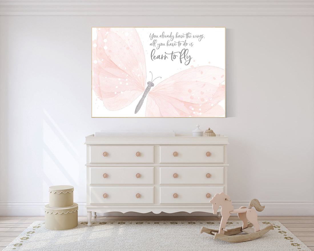 Nursery decor girl, butterfly print, Blush pink, Butterfly Nursery Art, girls room, Butterfly Art, blush nursery, girl nursery wall art