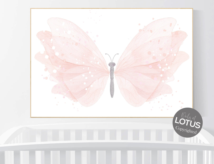 Nursery decor girl butterfly, blush pink butterfly, Butterfly Nursery Art, girls room, butterfly prints, Butterfly Art, blush nursery