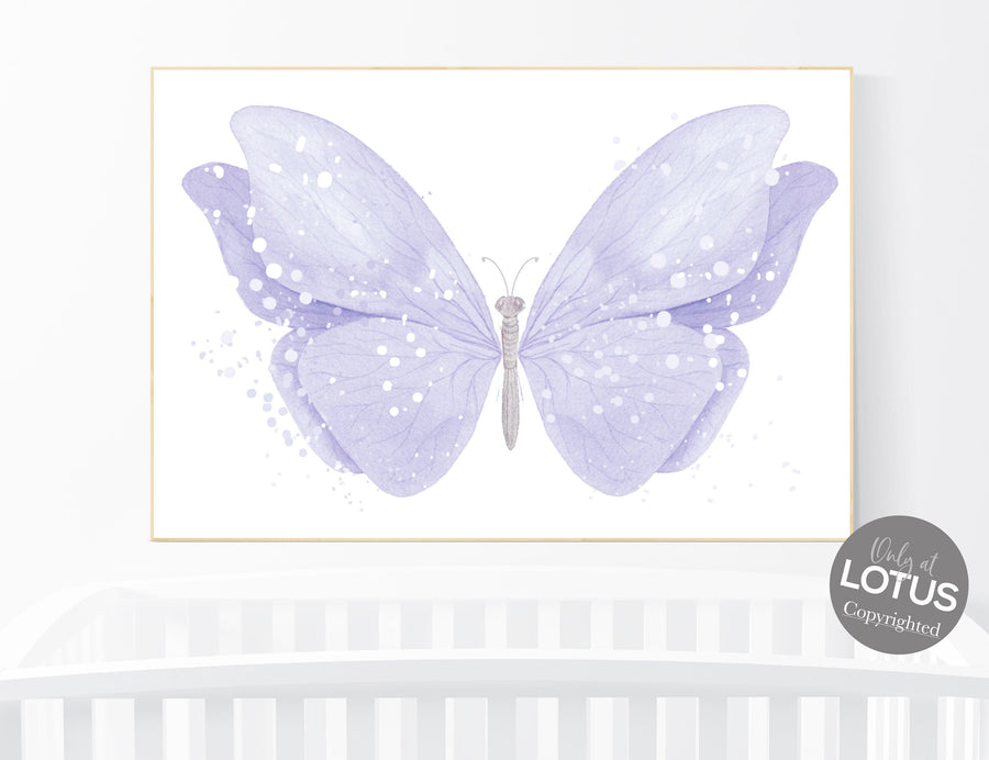 Nursery decor girl purple, nursery decor girl, butterfly nursery wall art, lavender nursery, lilac nursery, girls room decor purple