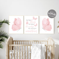 Butterfly nursery wall art, pink nursery, Girl Nursery Art, Butterfly Nursery, girls room decor, girl nursery decor pink, let her sleep