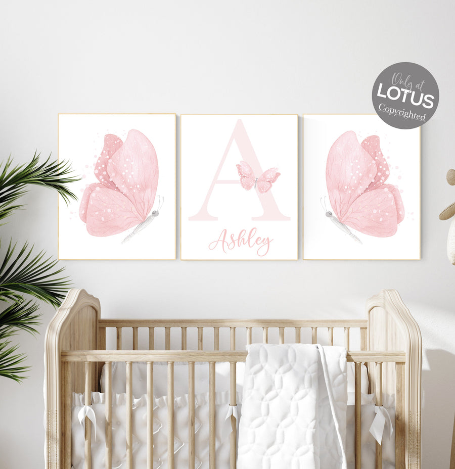 Butterfly nursery wall art, pink nursery, Girl Nursery Art, Butterfly Nursery Decor, blush pink, girls room decor, girl nursery decor pink