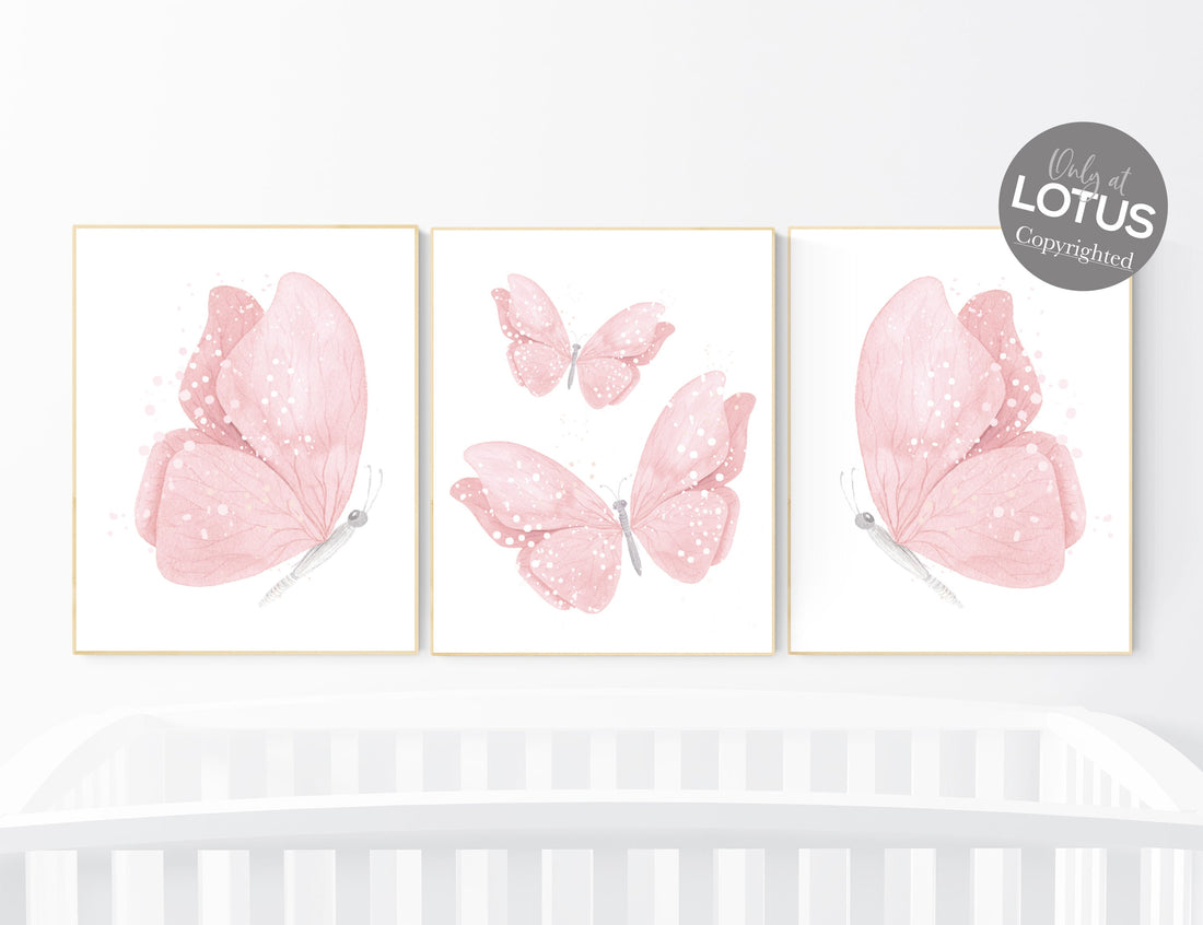 Butterfly Nursery Art, pink nursery, Girl Nursery Art, Butterfly Nursery Decor, blush pink, girls room decor, Butterfly Art