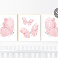 Butterfly Nursery Art, pink nursery, Girl Nursery Art, Butterfly Nursery Decor, blush pink, girls room decor, Butterfly Art