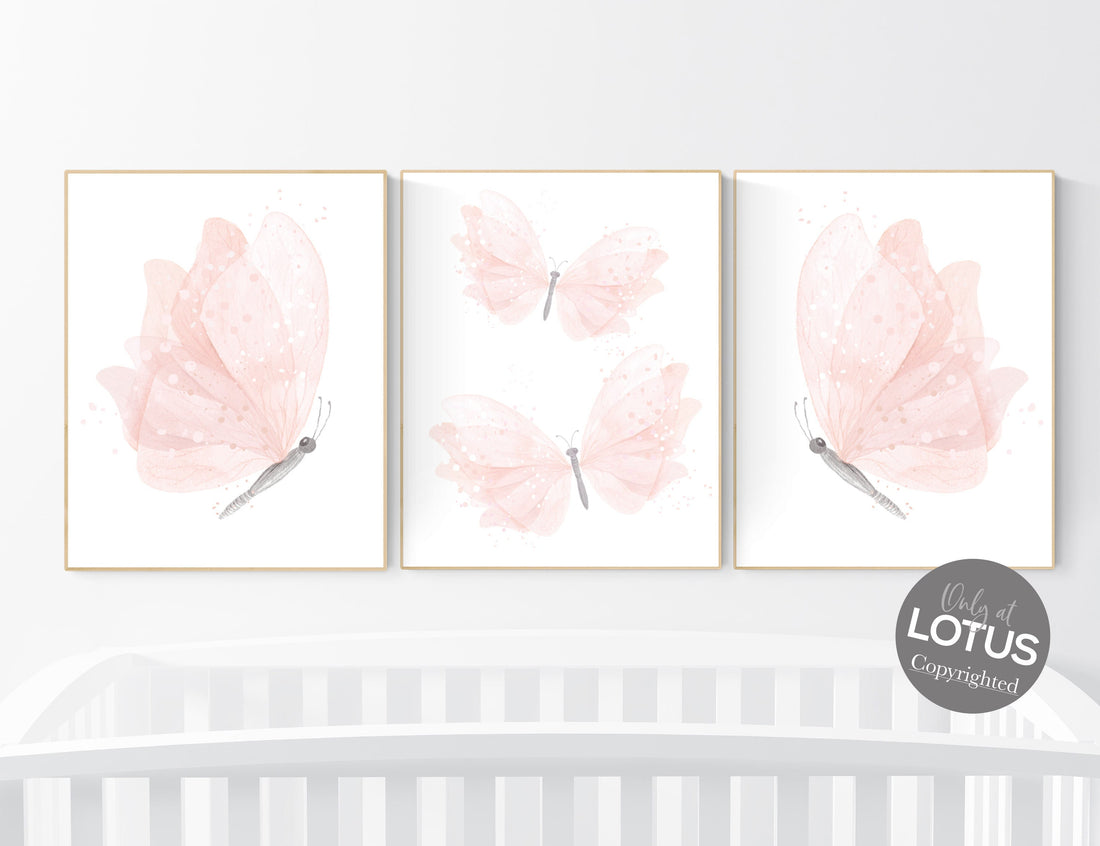 Butterfly nursery wall art, pink nursery, Girl Nursery Art, Butterfly Nursery, girls room decor, girl nursery decor pink, let her sleep