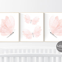 Butterfly nursery wall art, pink nursery, Girl Nursery Art, Butterfly Nursery, girls room decor, girl nursery decor pink, let her sleep