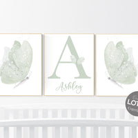 Butterfly nursery wall art, green nursery, Girl Nursery Art, Butterfly Nursery Decor, sage green, girls room decor, girl nursery decor green