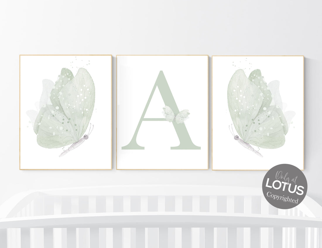 Butterfly nursery wall art, green nursery, Girl Nursery Art, Butterfly Nursery Decor, sage green, girls room decor, girl nursery decor green