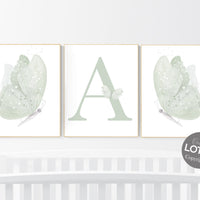 Butterfly nursery wall art, green nursery, Girl Nursery Art, Butterfly Nursery Decor, sage green, girls room decor, girl nursery decor green