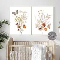 Boho Nursery wall art,, Wildflower Nursery Decor, Floral Nursery, Girl Nursery Decor, vintage flower nursery, Botanical Print, home decor