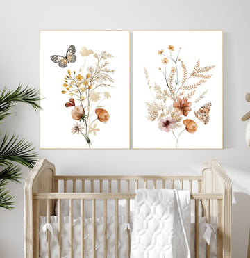 Boho Nursery wall art,, Wildflower Nursery Decor, Floral Nursery, Girl Nursery Decor, vintage flower nursery, Botanical Print, home decor