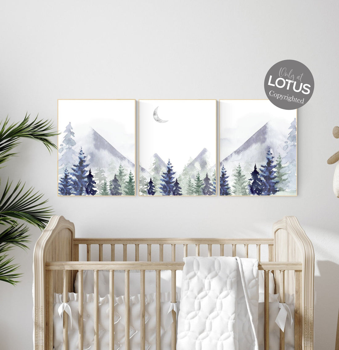 Nursery decor woodland, mountain wall art, tree nursery decor, adventure theme nursery, forest, navy and olive green, woods nursery
