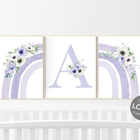 Rainbow nursery, girl nursery decor, purple nursery, rainbow nursery wall art, lavender nursery, lilac nursery, girls room decor