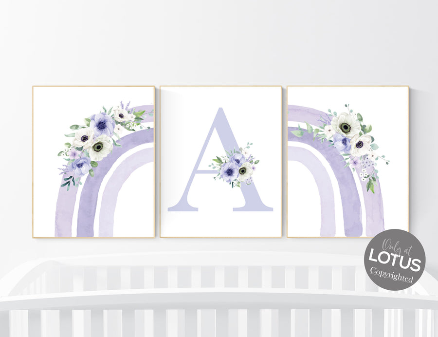 Rainbow nursery, girl nursery decor, purple nursery, rainbow nursery wall art, lavender nursery, lilac nursery, girls room decor