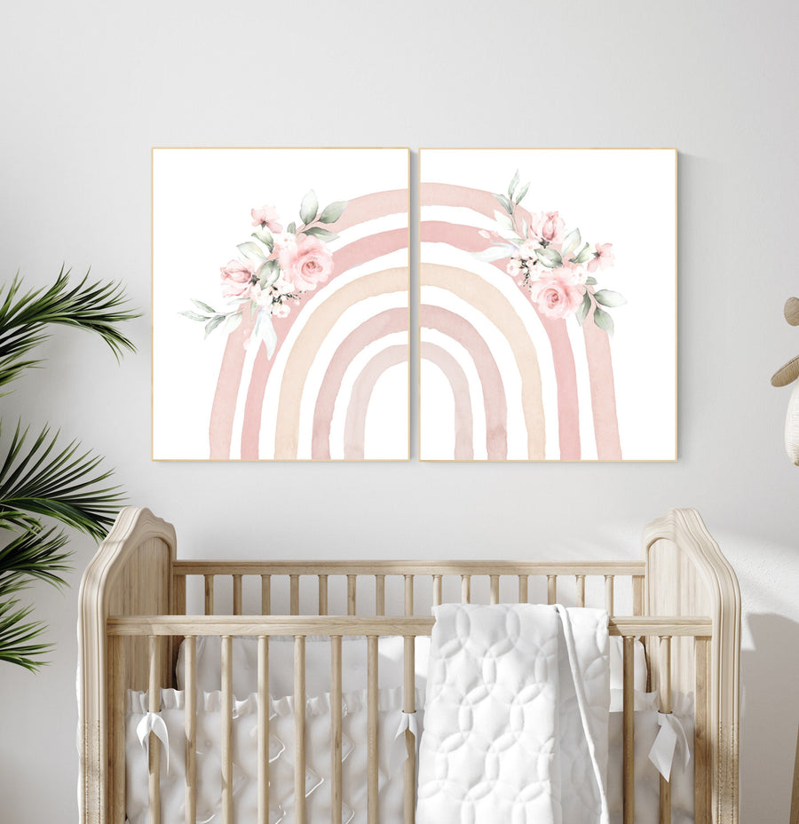 Nursery decor butterfly, Boho Rainbow Set, blush pink nursery, Nursery Decor boho, girl nursery Ideas, rainbow nursery, girls room decor