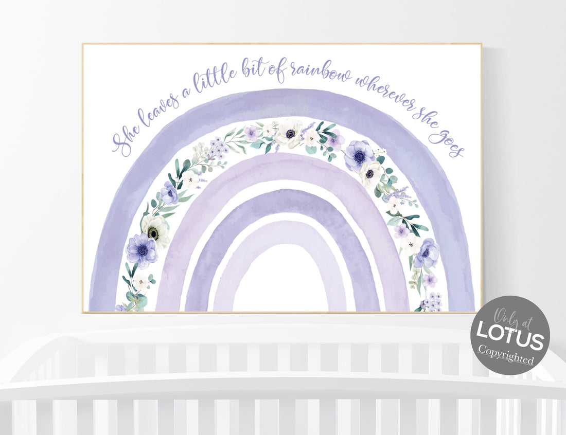 Purple nursery, Nursery decor girl rainbow, Boho Rainbow Set, lilac nursery, Nursery Decor boho, rainbow nursery, flower nursery, wildflower