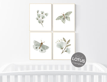 Nursery decor boho, nursery decor girl boho, sage green nursery, Boho Butterfly Floral Set, Butterfly Nursery Wall Art, Neutral colors