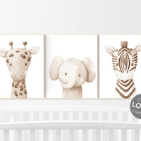 Nursery wall art animals, gender neutral nursery, Animals Nursery Prints, Woodland Nursery Decor, Safari Nursery Wall Art