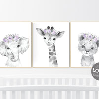 Safari Animals, girl nursery, Animals Prints, Woodland Nursery Decor, Safari Nursery Wall Art, floral animal prints, Pink Safari Animals