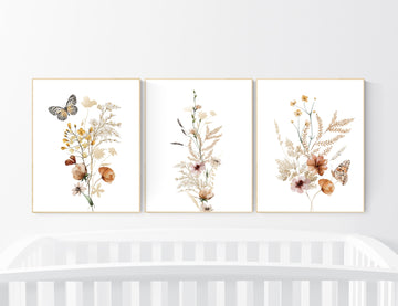 Boho Nursery wall art,, Wildflower Nursery Decor, Floral Nursery, Girl Nursery Decor, vintage flower nursery, Botanical Print, home decor