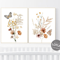 Boho Nursery wall art,, Wildflower Nursery Decor, Floral Nursery, Girl Nursery Decor, vintage flower nursery, Botanical Print, home decor