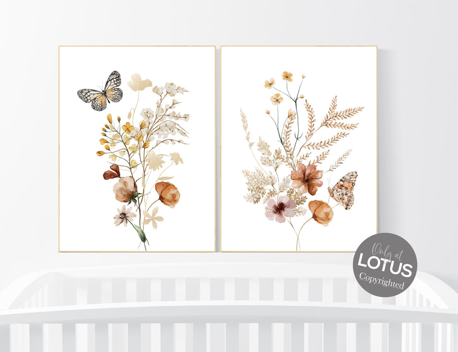 Boho Nursery wall art,, Wildflower Nursery Decor, Floral Nursery, Girl Nursery Decor, vintage flower nursery, Botanical Print, home decor