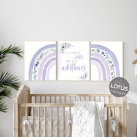 Purple Rainbow Nursery Art: Floral Girls Room Decor Print