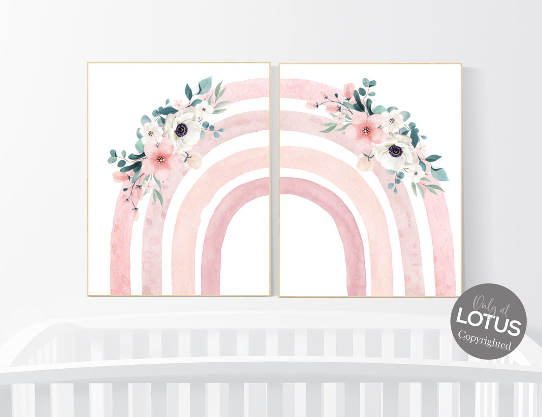 Nursery decor rainbow, Boho Rainbow Set, pink nursery, Nursery Decor boho, girl nursery Ideas, rainbow nursery, girls room decor, pink