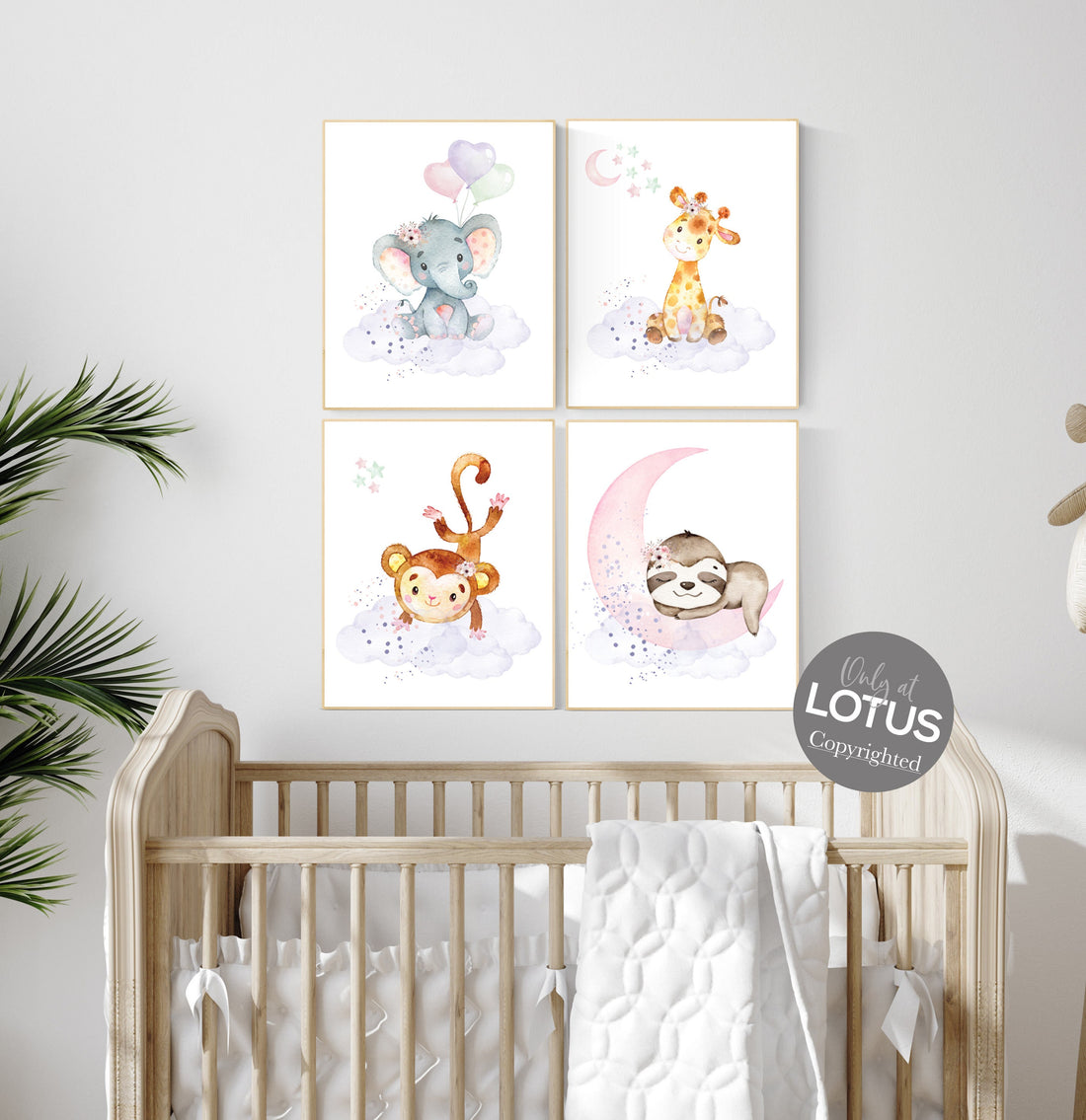 Animal nursery, jungle animals, elephant, giraffe, bear, bunny, nursery decor animals, Nursery wall art girl, girls room decor, woodland