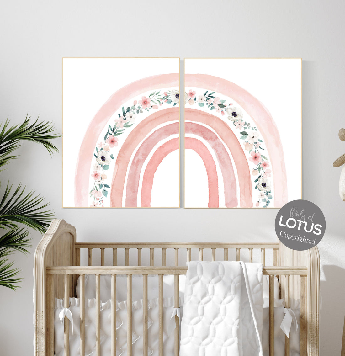 Nursery decor rainbow, Boho Rainbow Set, rainbow nursery, blush nursery, Nursery Decor boho, blush pink, flower nursery, set of 2