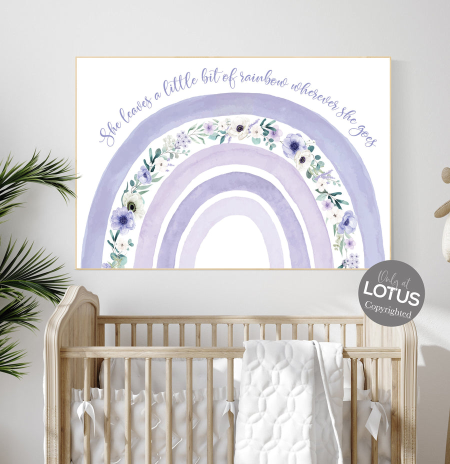 Purple nursery, Nursery decor girl rainbow, Boho Rainbow Set, lilac nursery, Nursery Decor boho, rainbow nursery, flower nursery, wildflower