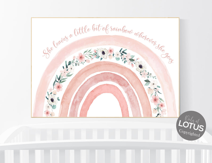 Nursery decor rainbow, Boho Rainbow Set, blush nursery, Nursery Decor boho, blush pink, rainbow nursery, flower nursery, wildflower nursery