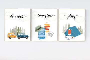 Travel nursery print, Explore nursery wall art, baby nursery room, Adventure Set of 3 prints, Camping Prints, Adventure Nursery Decor