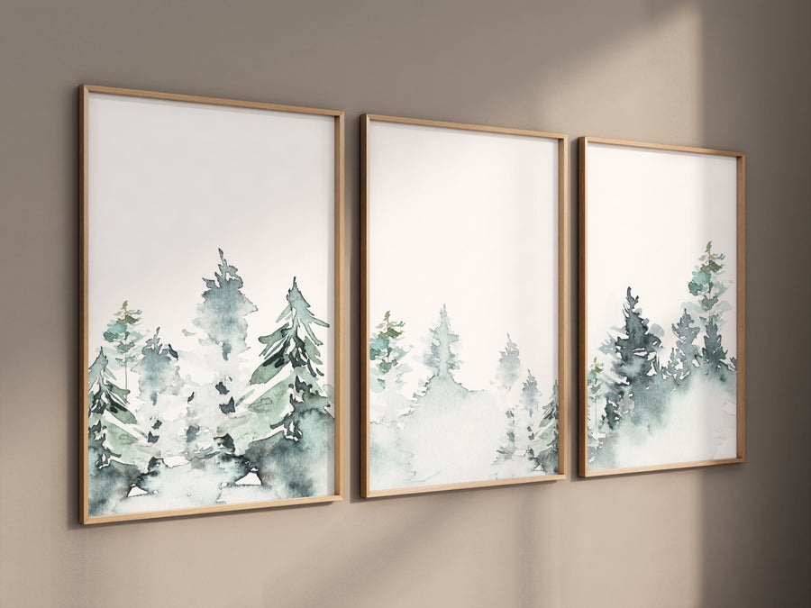 Nursery decor mountain, nursery wall art, tree nursery decor, adventure theme nursery, forest, green, beige, woodland animals