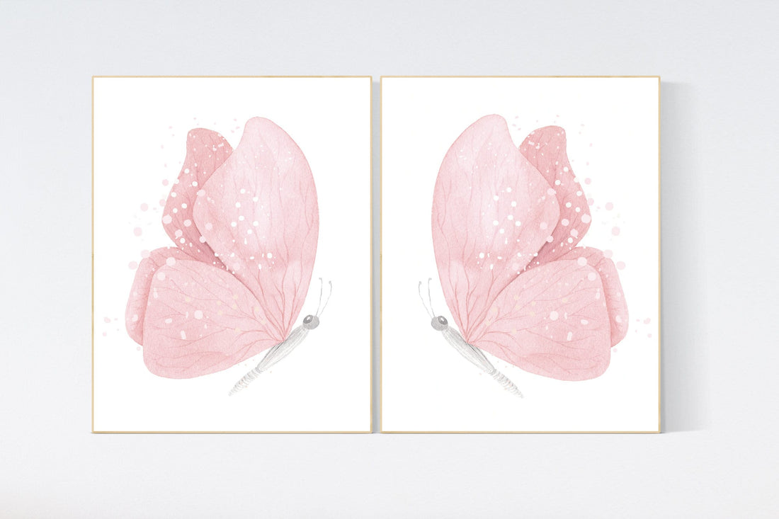 Nursery decor girl butterfly, Butterfly Nursery Art, Girl Nursery Art, Butterfly Nursery Decor for Baby Girl, Butterfly Art, blush pink