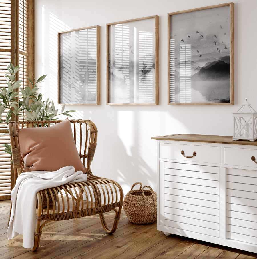 Landscape print, mountain wall art, nature prints, landscape wall art, neutral wall art prints, gray nursery, forest decor, nursery decor