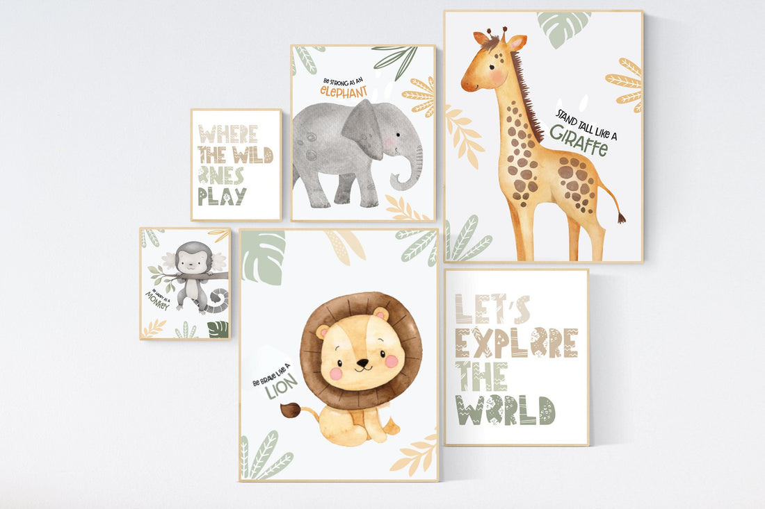 Safari Nursery Wall Art, Nursery wall art animals, gender neutral nursery, Animals Nursery Prints, Woodland Nursery Decor, animal prints