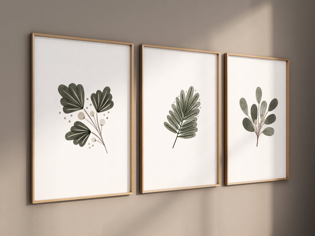 Boho nursery, green nursery, gender neutral nursery, leaves prints, boho prints, home decor, green prints, sage green, minimal prints