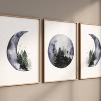 Moon nursery decor, moon print, navy blue nursery, sage nursery, full moon print, gender neutral, woodland nursery, moon nursery