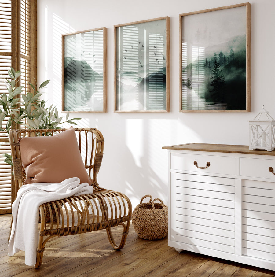 Landscape print, sage green, mountain wall art, landscape wall art, green nursery, neutral wall art prints, forest decor, nature prints