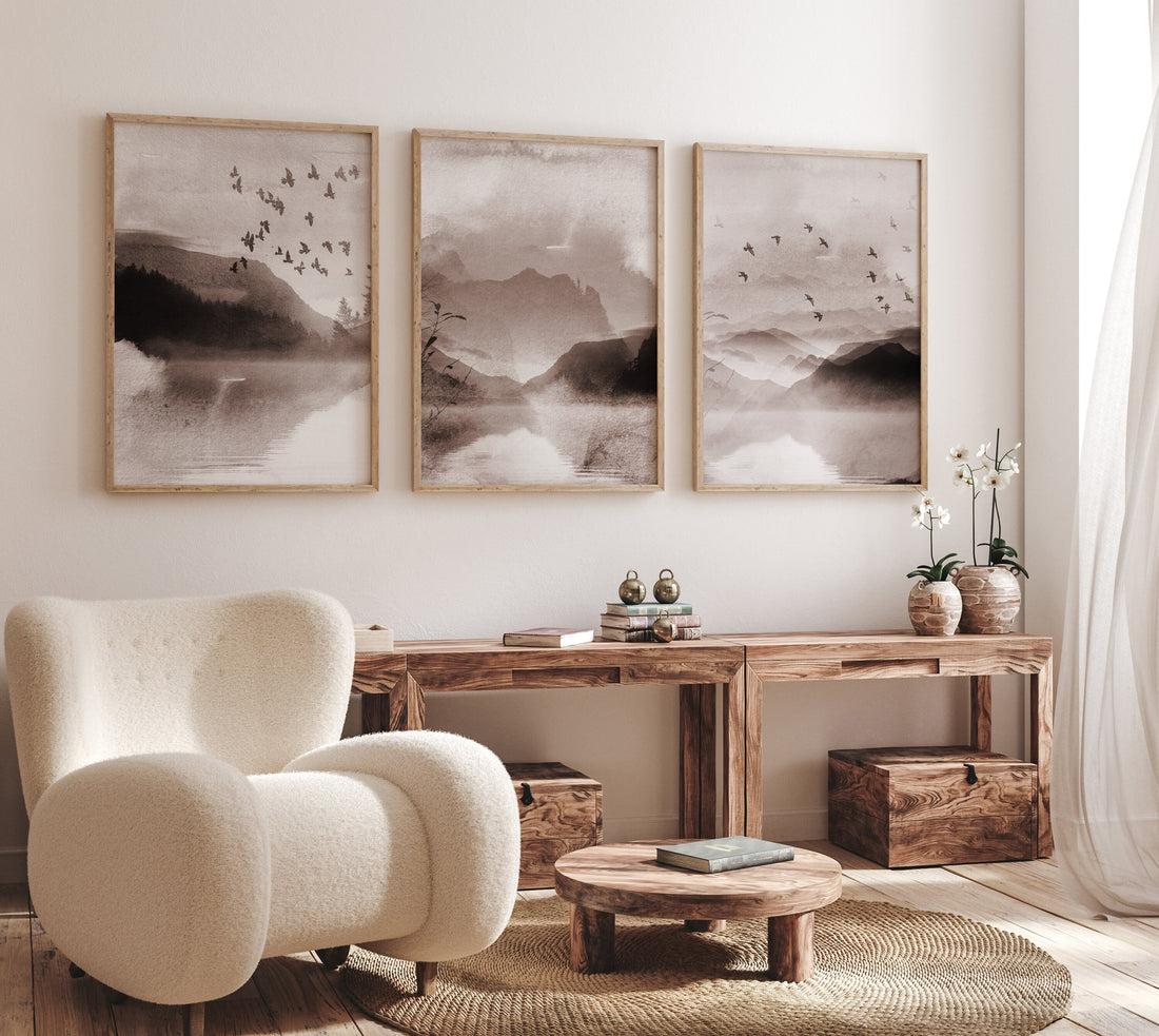 Landscape print, mountain wall art, earth colors, landscape wall art, neutral wall art prints, beige prints, nature prints for nursery